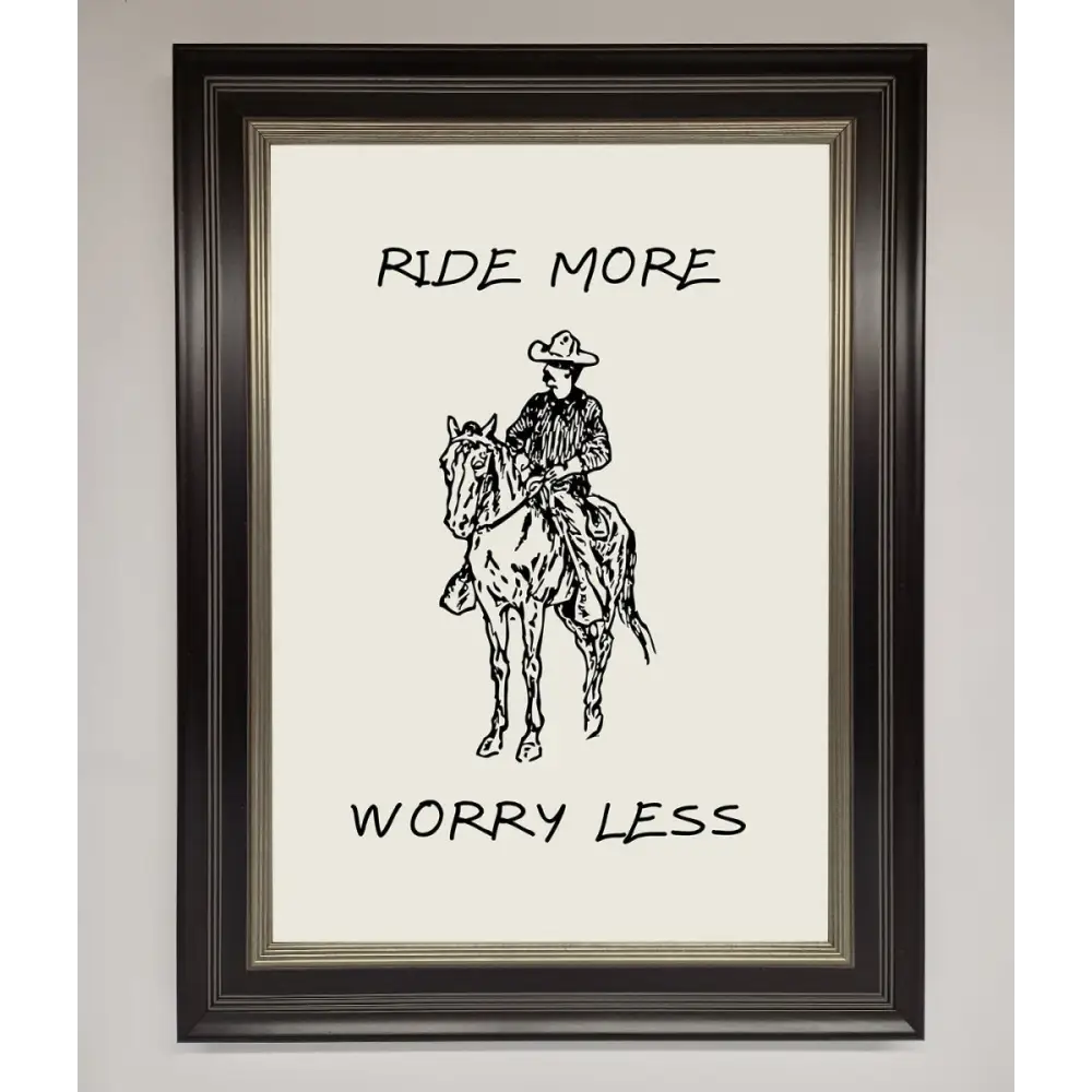 Ride More Worry Less Framed Wall Art - B0 (100 x 141 cm) / Black Silver - Framed Print