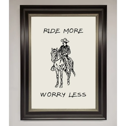 Ride More Worry Less Framed Wall Art - B0 (100 x 141 cm) / Black Silver - Framed Print