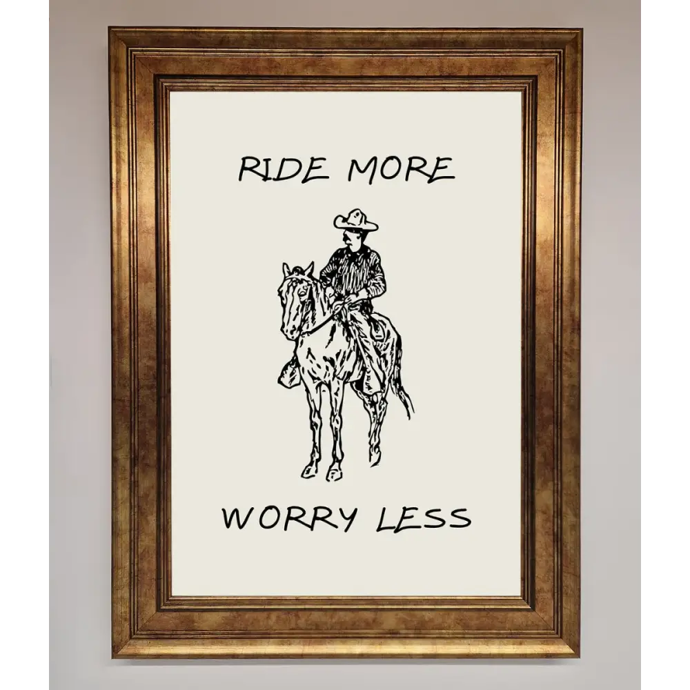 Ride More Worry Less Framed Wall Art - B0 (100 x 141 cm) / Bronze - Framed Print