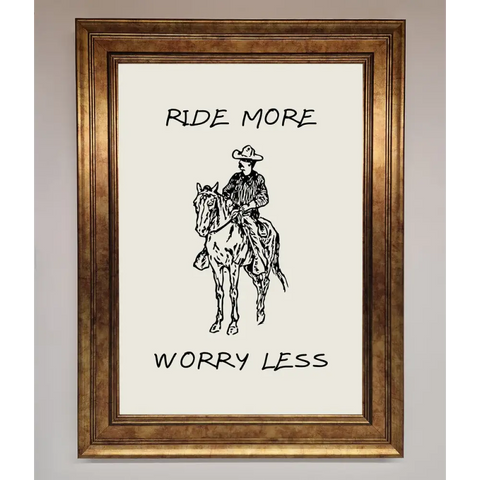 Ride More Worry Less Framed Wall Art - B0 (100 x 141 cm) / Bronze - Framed Print
