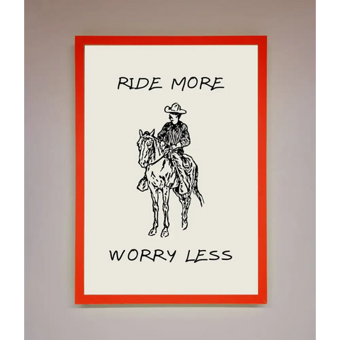 Ride More Worry Less Framed Wall Art - B0 (100 x 141 cm) / Neon Red - Framed Print