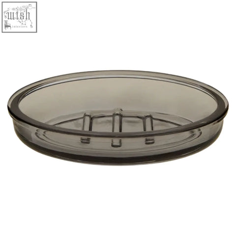 Ridley glass soap dish clear glass soap dish with sleek oval design and subtle ridges for easy grip