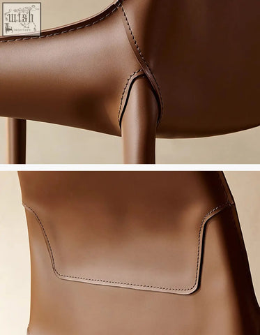 Rinaldi modern dining chair brown leather dining chair with precise stitching along curved edges for your dining room