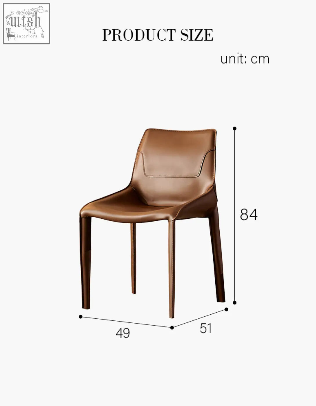 Rinaldi modern dining chair in brown real leather with sleek design and tapered legs perfect for dining room dining chairs