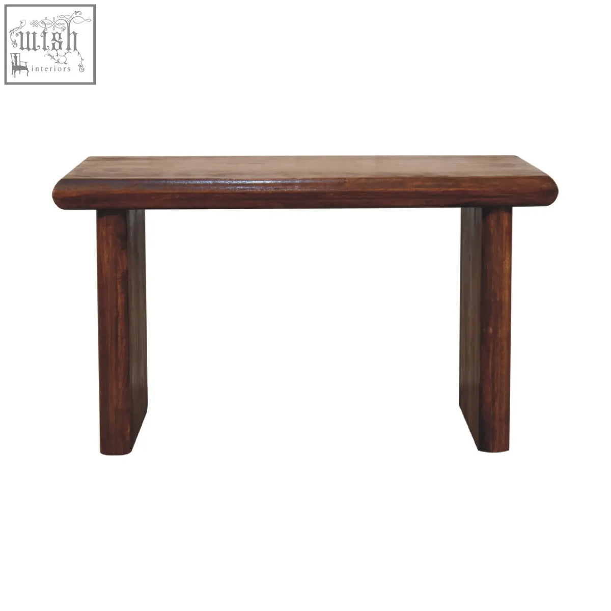A sleek chestnut rio coffee table made from solid mango wood with a polished finish and sturdy rectangular legs