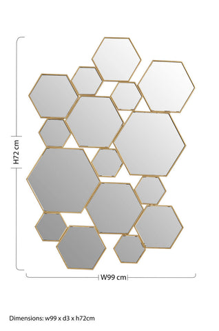 Rio wall mirror gold wall mirror set with hexagonal reflective panels in varying sizes for stylish wall decor