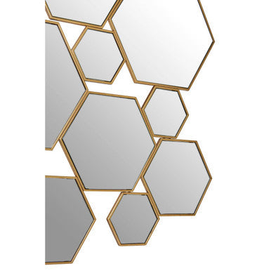 Rio wall mirror featuring a gold-framed hexagonal design perfect as a stylish gold wall mirror or part of a wall mirror set
