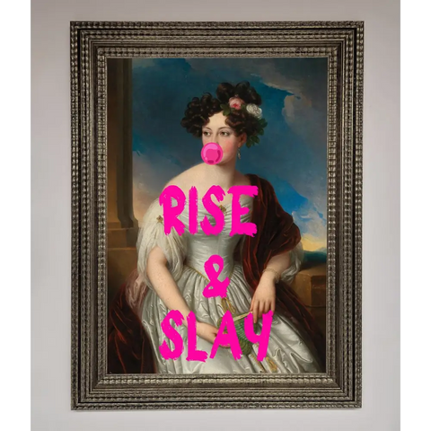 Rise And Slay Framed Wall Art - A3 (29.7 x 42 cm) / Ornate Silver - Framed Print
