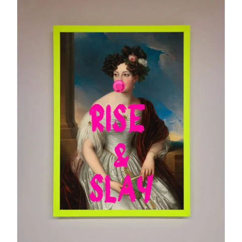 Rise And Slay Framed Wall Art - B0 (100 x 141 cm) / Neon Green - Framed Print