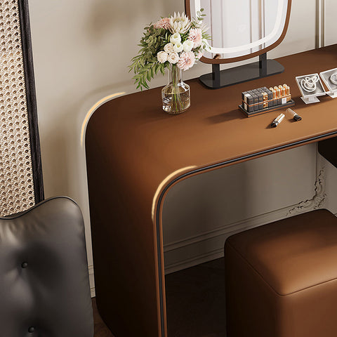 Brown leather rivera dressing table with curved edges and sleek modern design more colours available