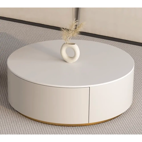 Riviera Round Nesting Coffee Table Set With Seat Pad, White｜ DC Concept