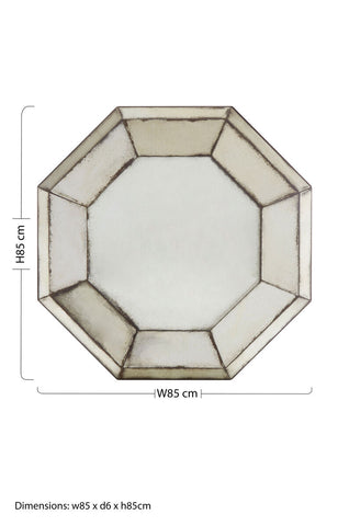 Riza 3D octagonal wall mirror with beveled metallic frame and reflective surface perfect as a stylish wall mirror