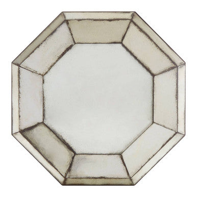 Riza 3d octagonal wall mirror with a beveled silver-toned frame for stylish wall decor
