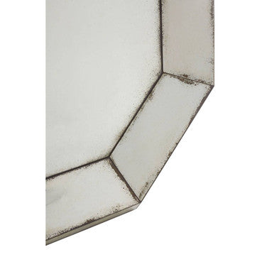 Silver-framed riza 3d octagonal wall mirror with distressed vintage finish perfect as a stylish wall mirror