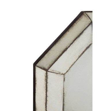 Silver-framed riza 3d octagonal wall mirror with geometric beveled edge design for stylish home decor