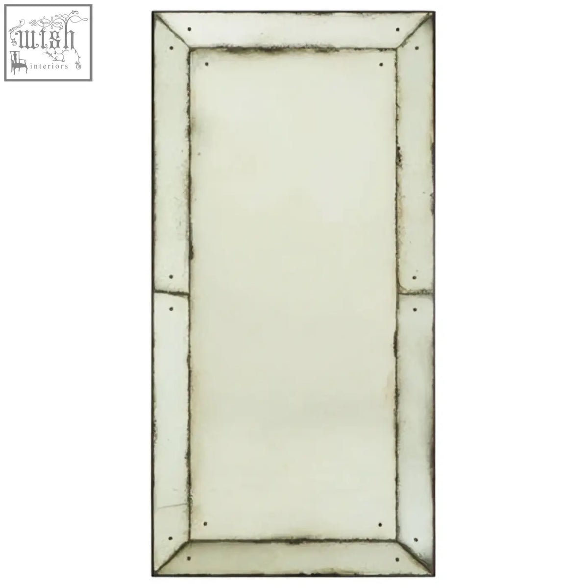 Riza large panelled wall mirror with distressed silver frame and frosted glass panels for stylish decor