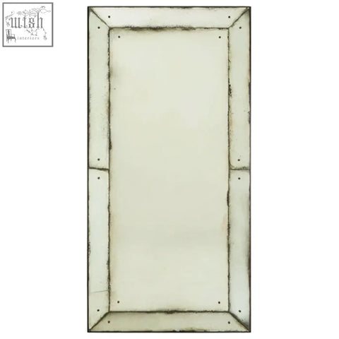 Riza large panelled wall mirror with distressed silver frame and frosted glass panels for stylish decor
