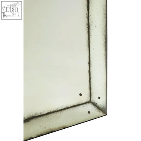 Silver-framed large panelled wall mirror with distressed vintage finish perfect for stylish panelled wall decor