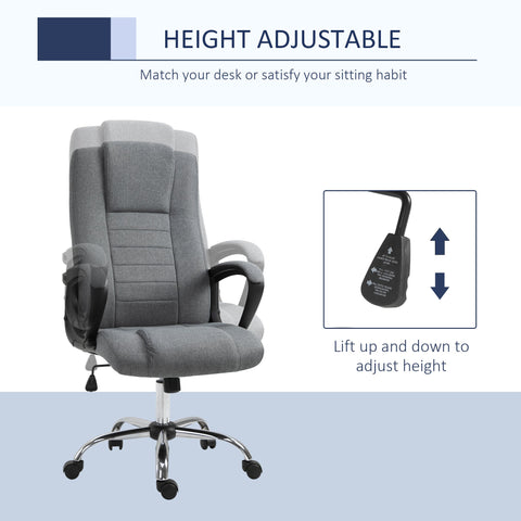 Vinsetto Office Chair, Computer Desk Chair, Linen Fabric Swivel Chair with Adjustable Height, Rolling Wheels for Home and Study, Grey