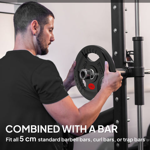 SPORTNOW Olympic Weight Plates, 2"/5cm Weight Disc Pair with Tri-Grips, 2 x 10kg Dumbbell Plates for Weightlifting and Strength Training Home Gym Fitness Workout, Black