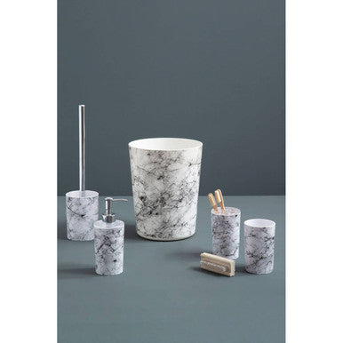 Rome toothbrush holder set with white and gray marble pattern for stylish bathroom organization