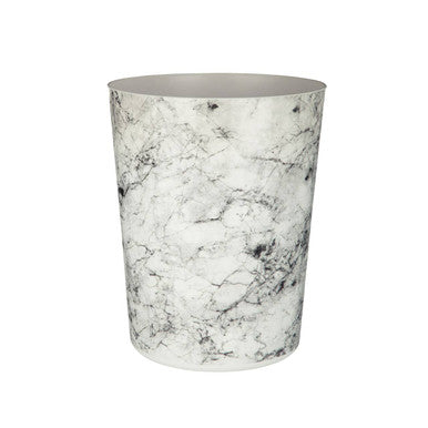 White and gray marble-patterned rome waste bin with sleek modern design perfect for stylish room use