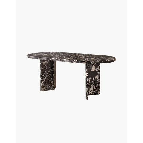 Rosaline Black Marble Dining Table Oval - dining table