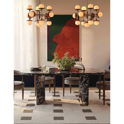Rosaline Black Marble Dining Table Oval - dining table