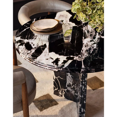 Rosaline Black Marble Dining Table Oval - dining table