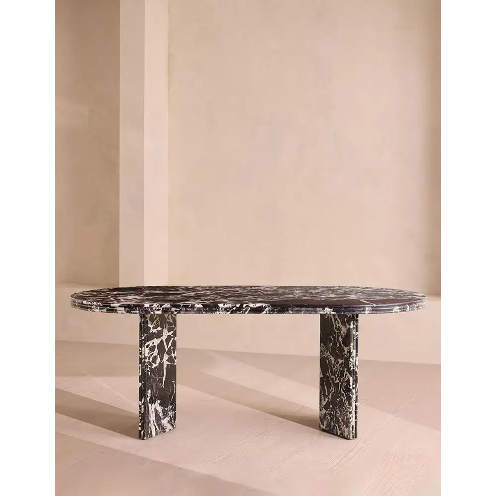 Rosaline Black Marble Dining Table Oval - dining table