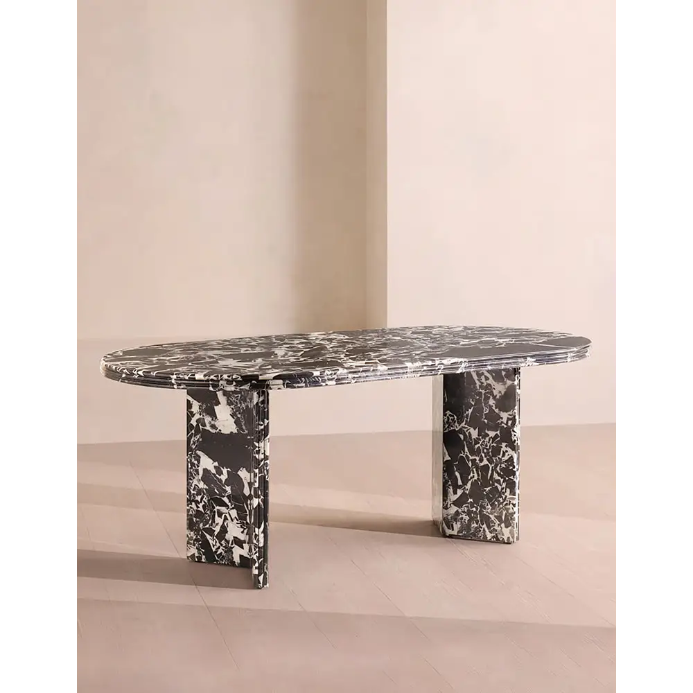 Rosaline Black Marble Dining Table Oval - dining table