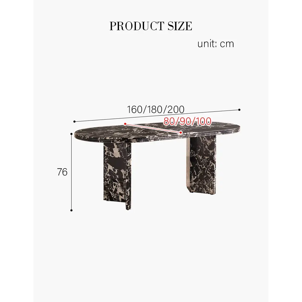 Rosaline Black Marble Dining Table Oval - dining table