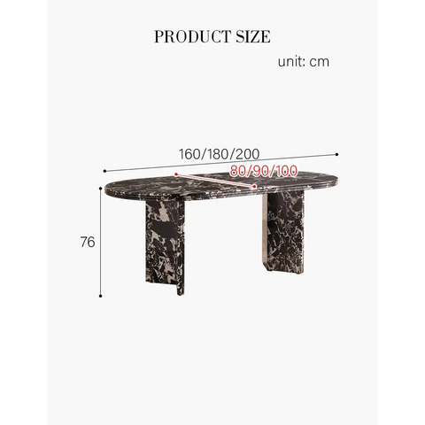 Rosaline Black Marble Dining Table Oval - dining table