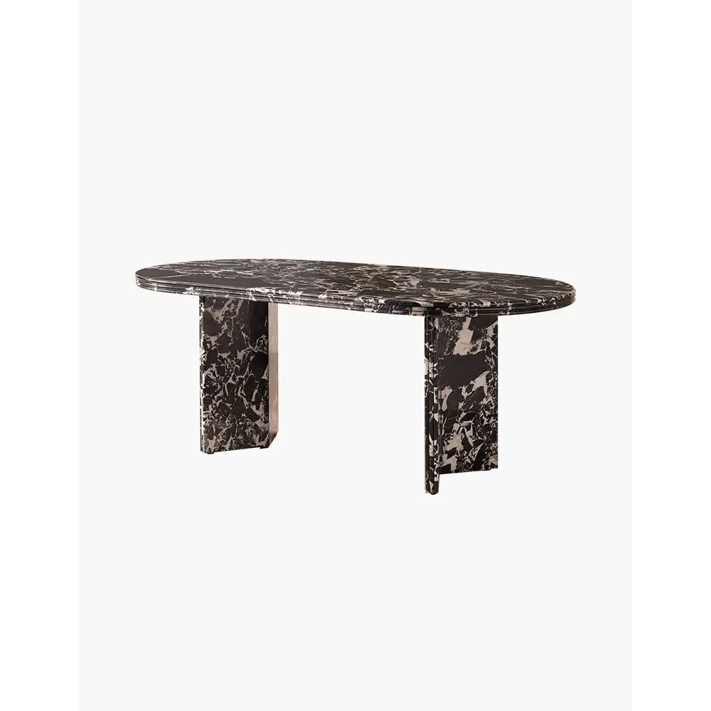 Rosaline Black Marble Dining Table Oval - dining table