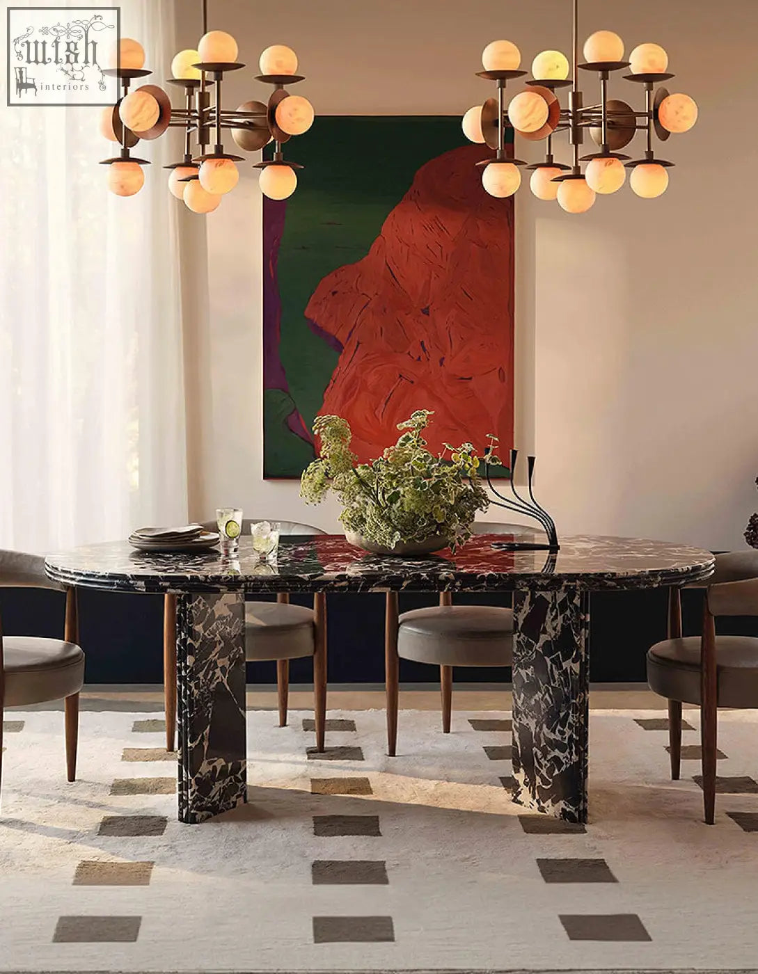Rosaline black marble dining table oval with sleek polished surface and striking veining patterns perfect marble dining table