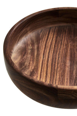 Dark brown rosi round sheesham wood salad bowl with smooth polished finish and visible grain patterns