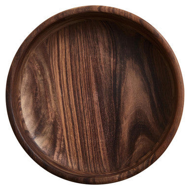 Dark brown rosi round sheesham wood salad bowl with visible grain patterns and a round sheesham wood design