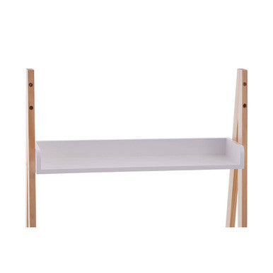 Minimalist white rostok shelf unit with light wood legs designed to save floor space and add stylish storage