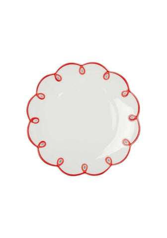 Rosy Red Scalloped Side Plates - Set of 4