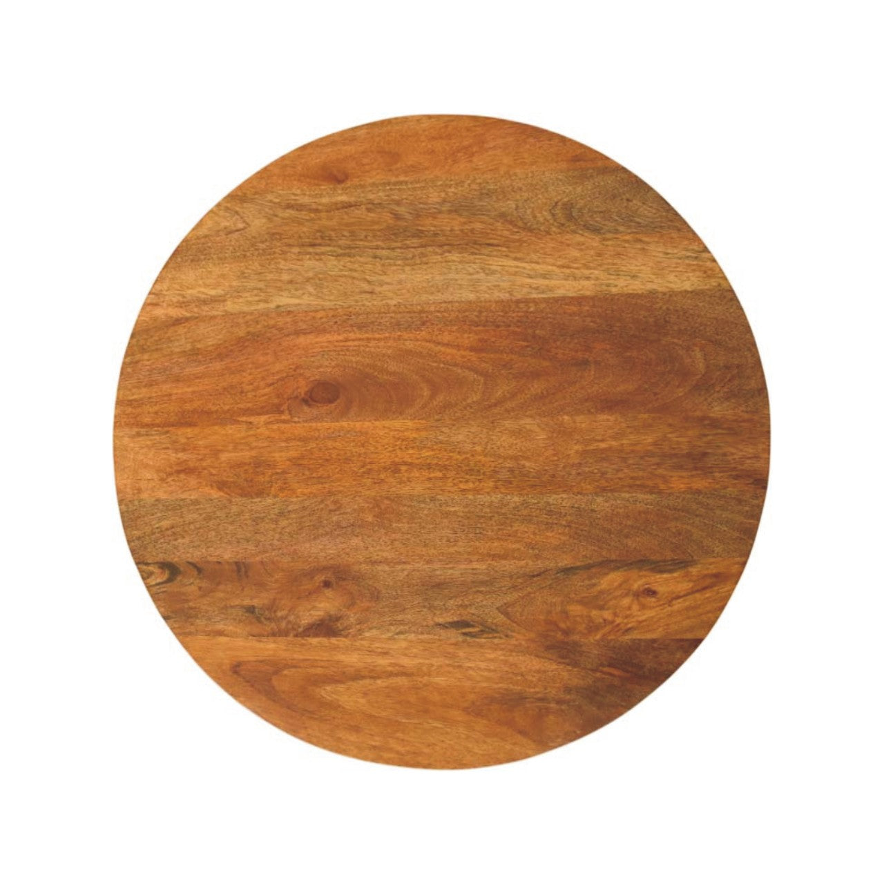 Round fluted coffee table with warm natural wood finish and rich brown tones showcasing visible wood grain patterns