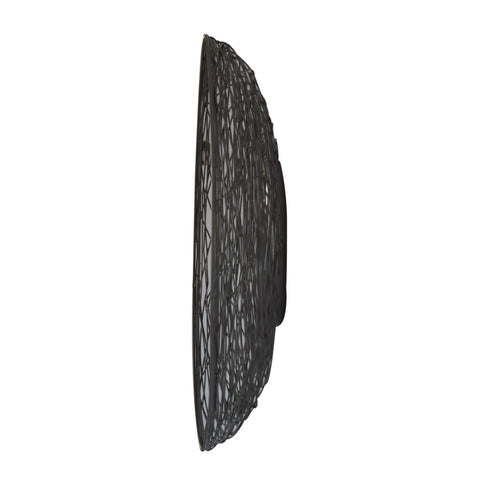 Black woven wire wall art with circular mesh design from round nested mirror collection for stylish decor