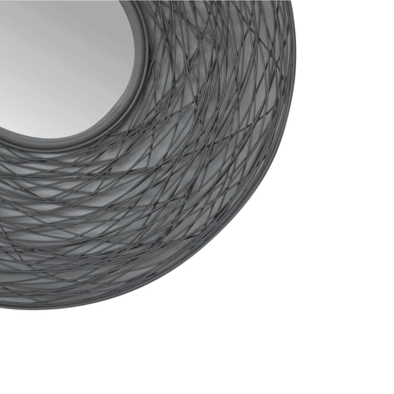 A modern round nested mirror with a sleek dark gray wireframe design perfect for stylish home decor