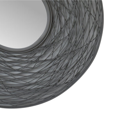 A modern round nested mirror with a sleek dark gray wireframe design perfect for stylish home decor