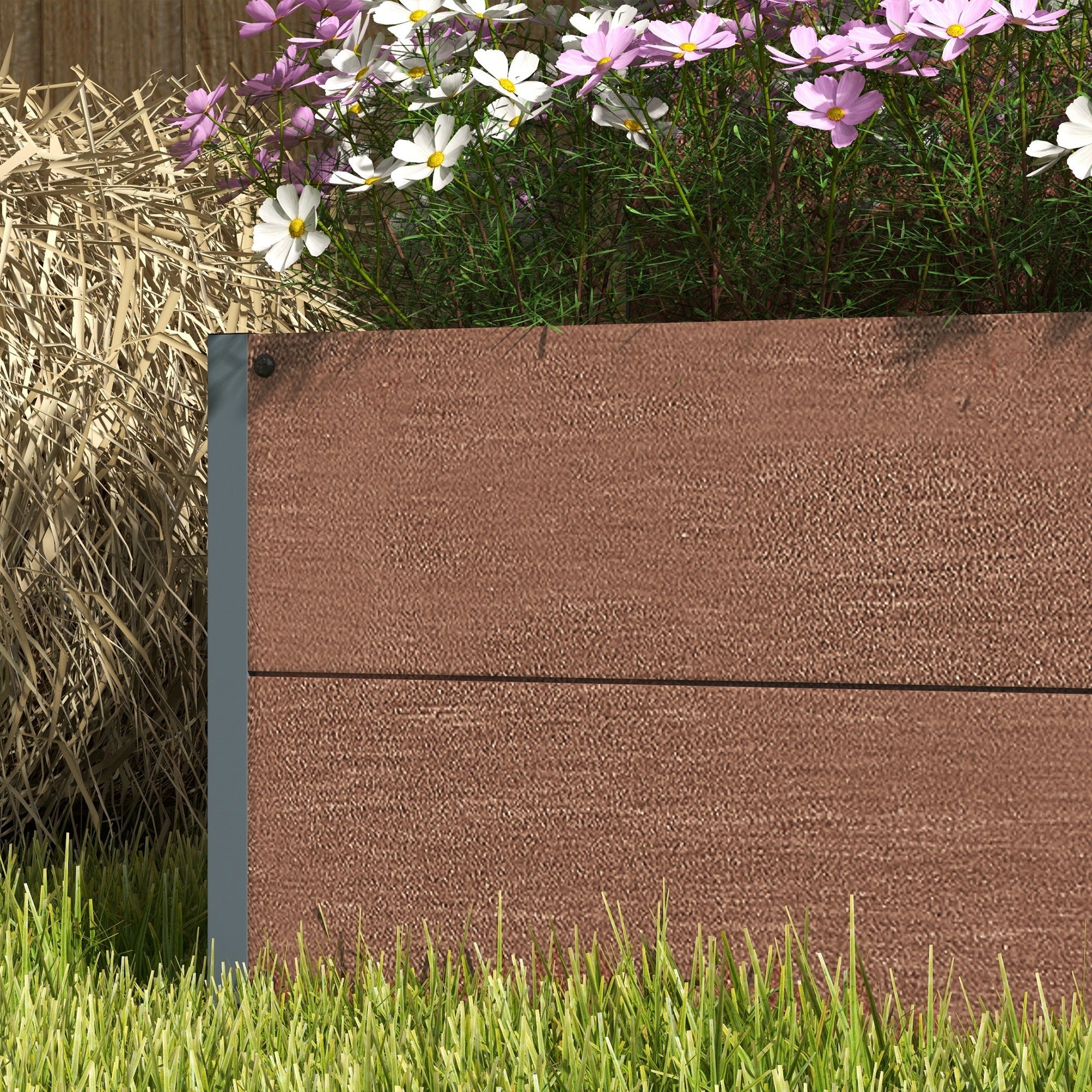 Outsunny 34 x 69.5cm Garden Planter Box, with Back Trellis, Brown