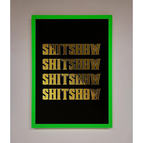 Rude Quote Foil Print - B0 (100 x 141 cm) / Neon Dark Green - Framed Print