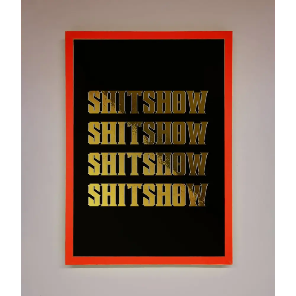 Rude Quote Foil Print - B0 (100 x 141 cm) / Neon Red - Framed Print