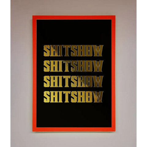 Rude Quote Foil Print - B0 (100 x 141 cm) / Neon Red - Framed Print