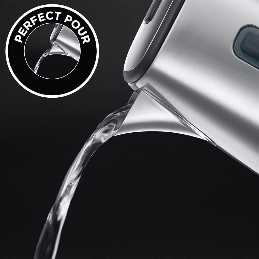 Silver russell hobbs eclipse electric kettle with stainless steel body and perfect pour spout for controlled pouring