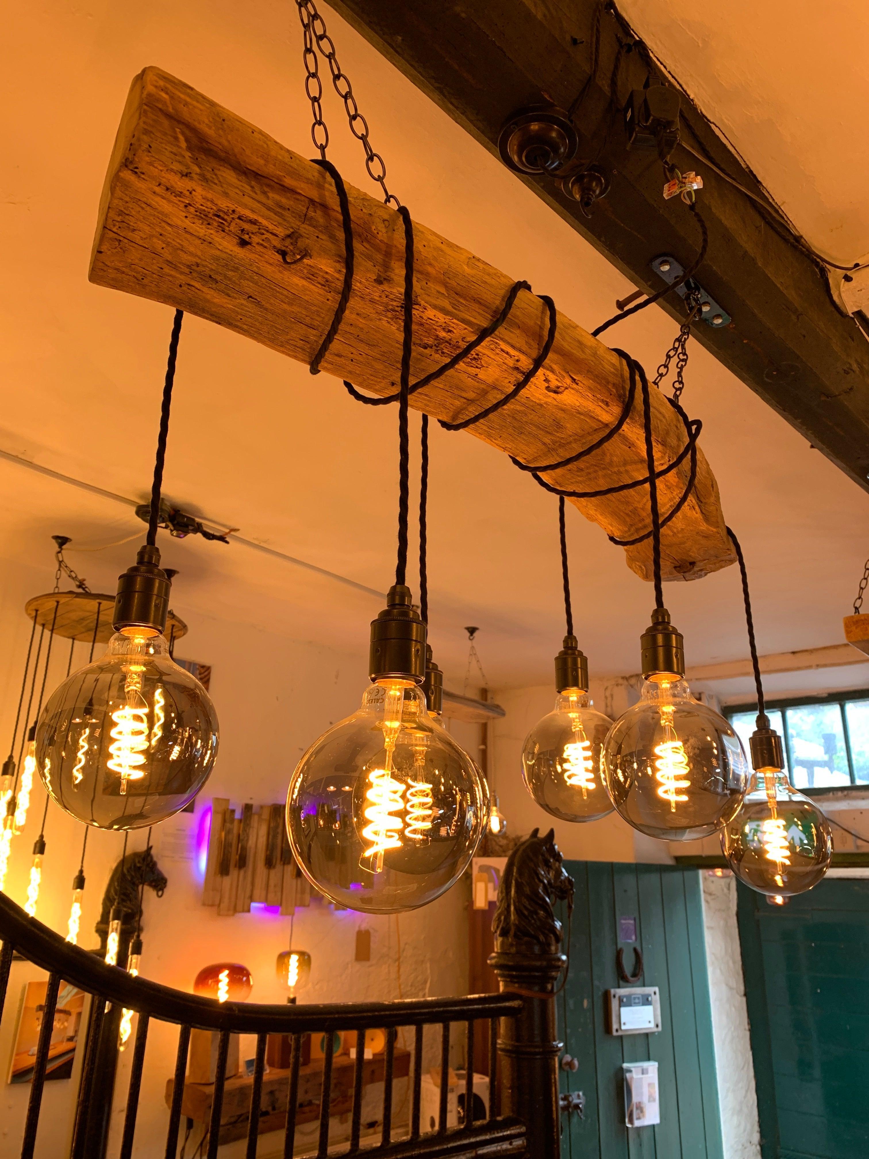 Rustic Ancient Oak Wrap Chandelier | Reclaimed Beam Kitchen & Dining Lighting