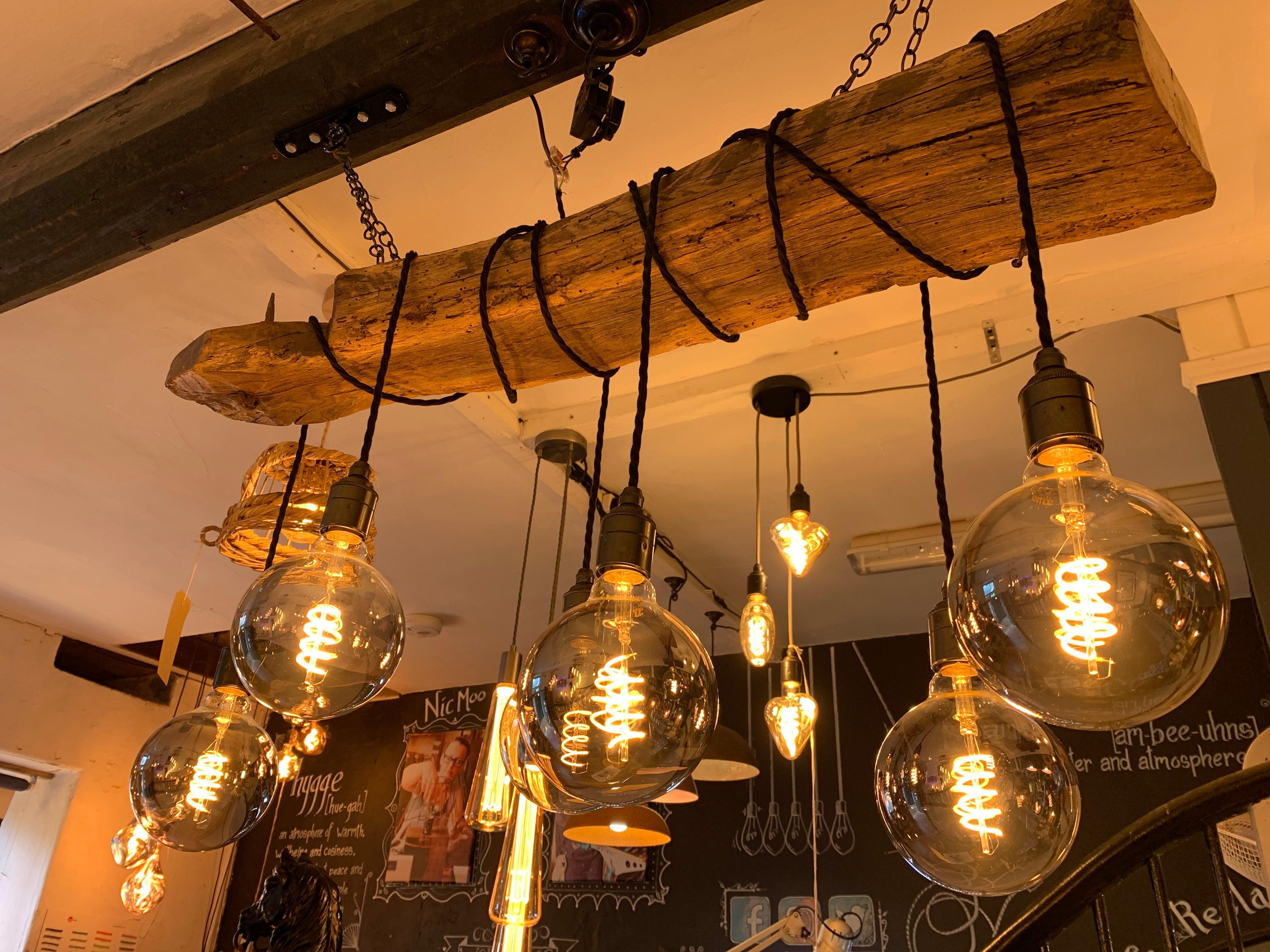 Rustic Ancient Oak Wrap Chandelier | Reclaimed Beam Kitchen & Dining Lighting